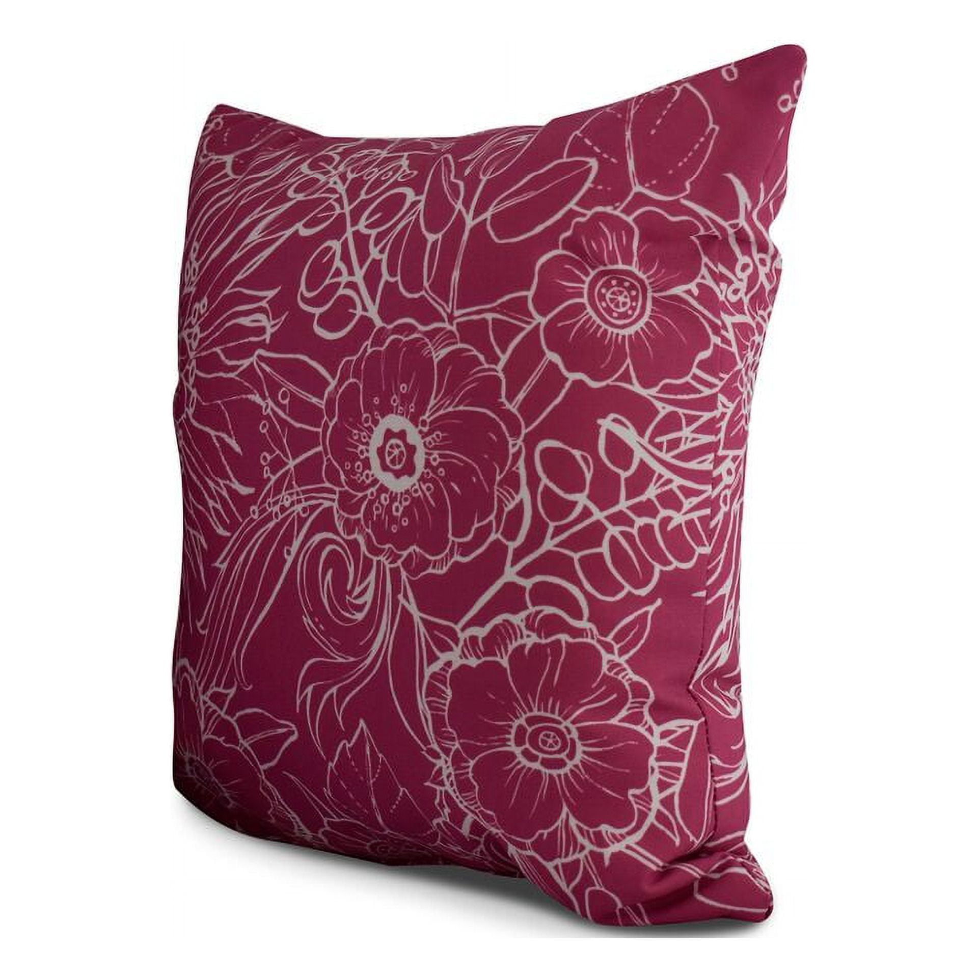 Simply Daisy, 20 x 20 Inch, Zentangle 4, Floral Print Pillow, Pink