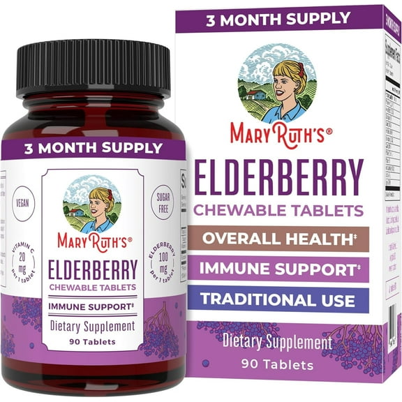 MaryRuth's Elderberry Chewable Tablets with Vitamin C, 90 ct