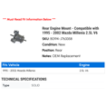 thumbnail image 2 of Rear Engine Mount - Compatible with 1995 - 2002 Mazda Millenia 2.5L V6 1996 1997 1998 1999 2000 2001, 2 of 2