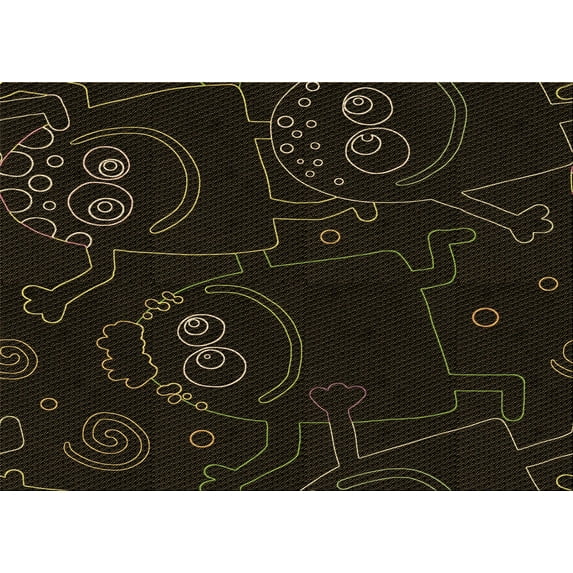 Ahgly Company Indoor Rectangle Patterned Night Black Area Rugs, 2' x 4'