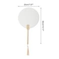 thumbnail image 2 of Unique Bargains 1 Pcs Portable Double-Sided Long Handle Round Xuan Paper Folding Fan Xuan Paper Bamboo White [Double-Sided Long Handle Round Xuan Paper Round], 2 of 5