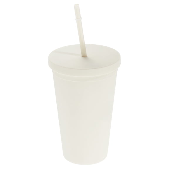 Acrylic Tumbler with Lid and Straw, 15 Oz Insulated Double Wall Cups, Matte Travel Tumblers for Parties (Candy White)