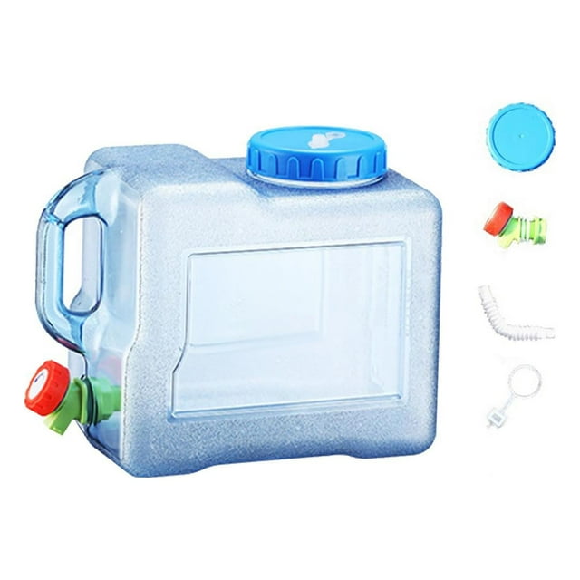 Portable Water Container with Faucet Water Bucket Water Jug Transparent Blue for 8 Liters