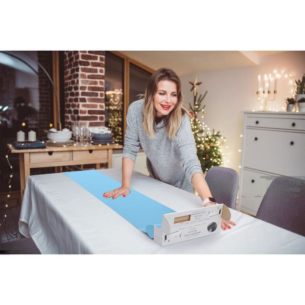 Exquisite 14" X 200' Select A Size Plastic Table Runner with Built-In Slide Cutter - Light Blue