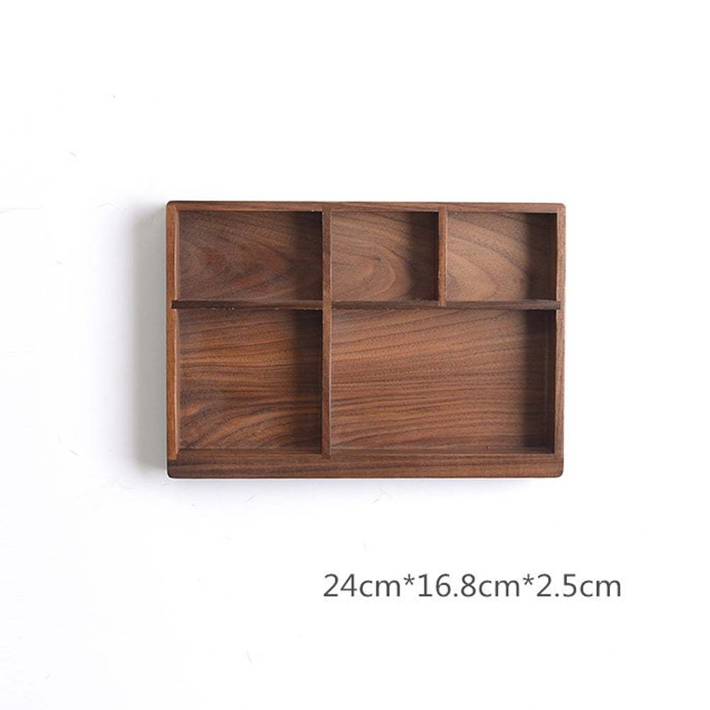 OFFIGAM Black Walnut Kitchen Utensil Holder Organizer, 1-Pack Cutlery Storage Stand for Adult Kitchen Counter