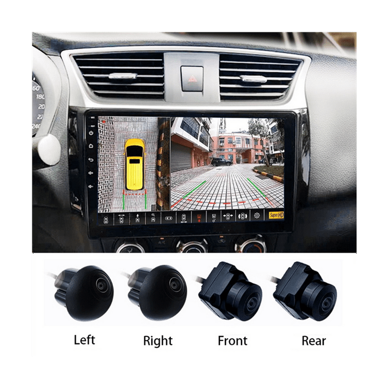 360 Car Camera Panoramic Surround 1080P AHD Right+Left+Front+Rear Camera  System for Android Auto Radio 