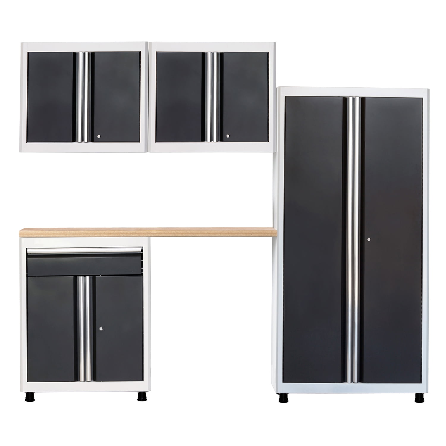 75 in. H x 96 in. W x 18 in. D Welded Steel Garage Storage System in White/Charcoal (5Piece