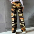 thumbnail image 6 of LEBONYARD High Waisted Flowy Wide Leg Pants for Women,Clearance Pants for Women Plus Size,Women Camouflage Elastic Waist Straight Tube Drawstring Pocket Workwear Pants Gold XXL, 6 of 6
