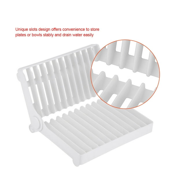 Escurridor de Platos, escrurridor organizador plegable Con ranuras Ajustables para almacenamiento de cocina en el HOGAR,