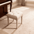 thumbnail image 5 of Kadyn 15.75" Small Square Upholstered Bench, Rustic Ottoman Vanity Stool for Home Bedroom, Padded Ottoman Bench with Sturdy Solid Legs, Classic Beige, 5 of 11