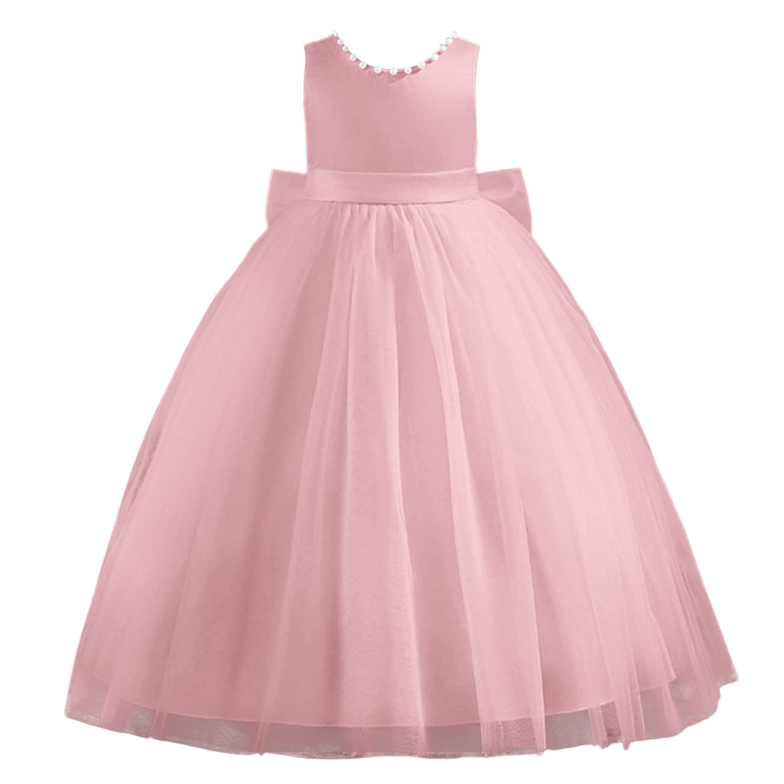 Wdgfv Girls Dresses Elegant Satin Flower Girl Dress for Wedding Party Pageant Gown Stylish Comfortable Design Young Fashionistas Pink 13-14Years