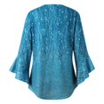 thumbnail image 5 of Shirts for Women Ruffle Floral Printed 3/4 Sleeved V-Neck Business Work Blouses Spring Summer Trendy Loose Fit Dressy Casual Tops, 5 of 8