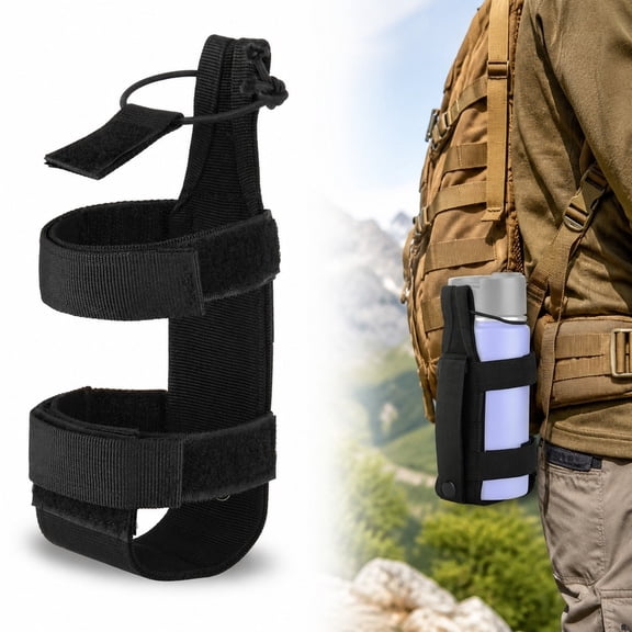 Zebin Water Bottle Holder Pouch, Adjustable Lightweight Water Bottle Carrier for Tactical Backpack Belt, Portable Drink Bag for Hiking Camping Travel Outdoor Activities