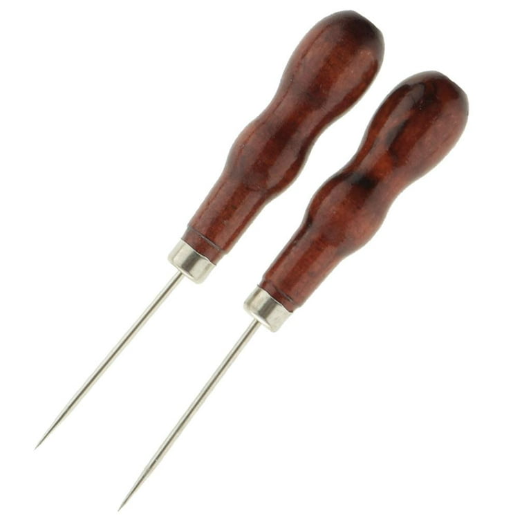 EUBags Awl Tool 2 PCS Gourd Shape Wooden Handle Scratch Awl For