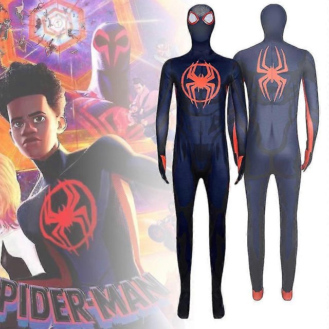 Spider-man: Across The Spider-verse Cosplay Costume For Adults, Spiderman Miles Morales Jumpsuit Playsuit Halloween Party Fancy Dress