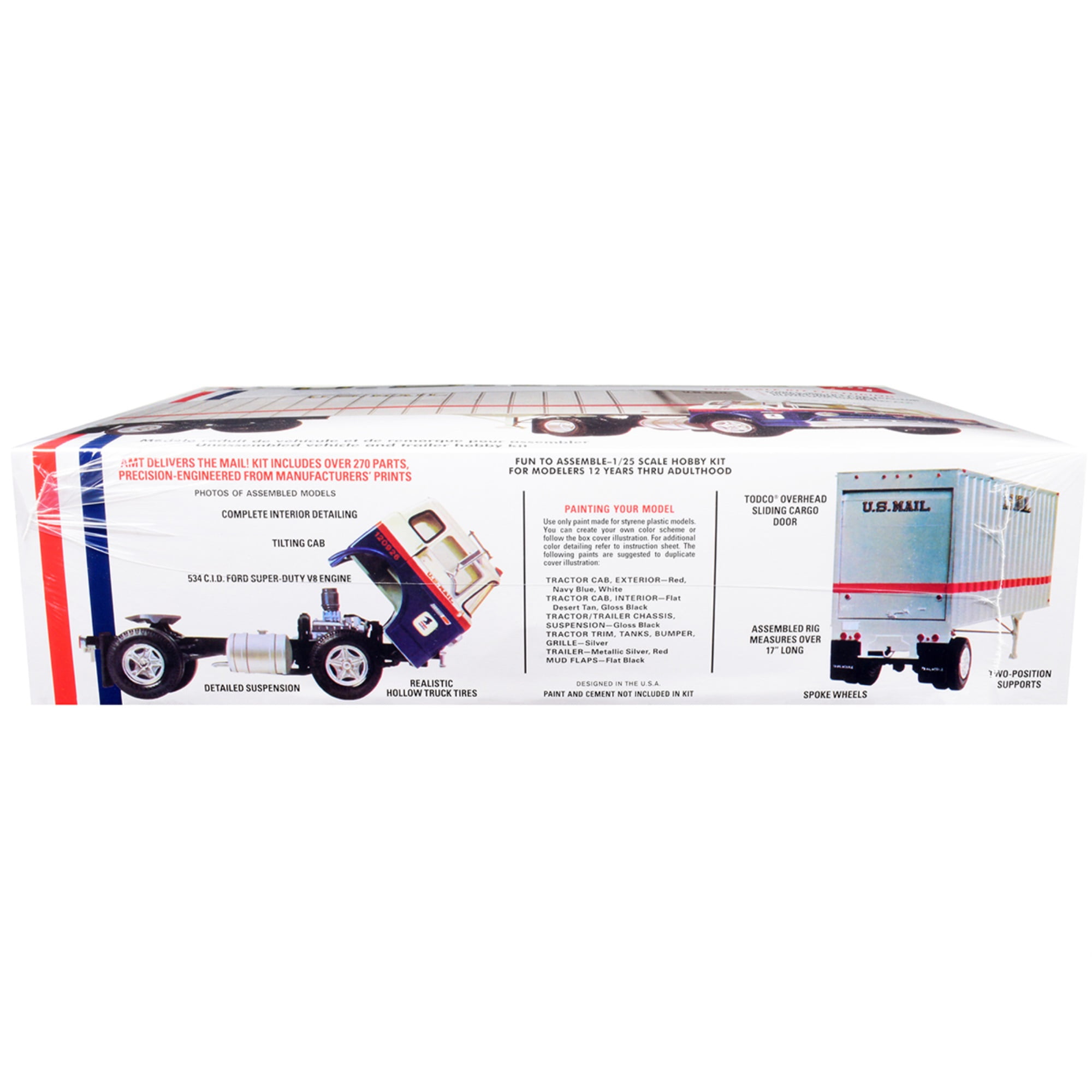AMT Ford C900 U.S. Mail Truck Tractor with 27' Trailer, 1/25 AMT Ford C900 U.S. Mail Truck Tractor with 27' Trailer, 1/25