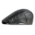 thumbnail image 5 of sunsanly Men Advanced Hat Retro Faux Leather Retro British Style Solid Color Firm Stitching Windproof Thicken Warm Beret Newsboy Cap, 5 of 8