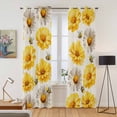 thumbnail image 2 of Kitchen Curtains 84 Inch Length 2 Panels, Golden Gray Chrysanthemum Grommets Window Treatment Curtain, Farmhouse Bees Floral Rustic Thermal Curtains Drapes for Living Room/Bathroom, 2 of 9