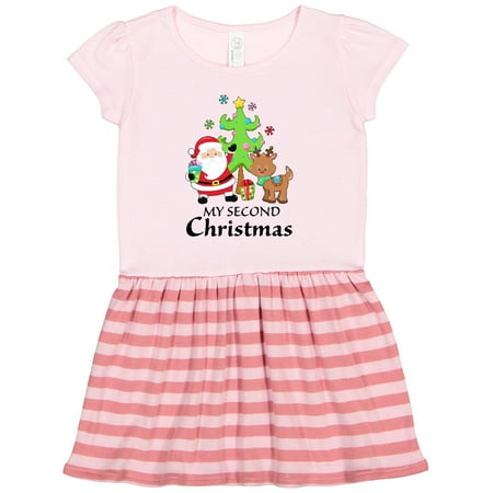

Inktastic My 2nd Christmas with Santa Reindeer and Tree Gift Toddler Girl Dress