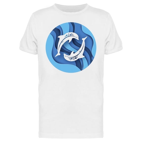 Dolphins Paper Cut Style Design Tee Men's -Image by Shutterstock