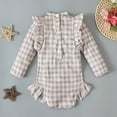 thumbnail image 6 of Delliss Long Sleeve One Piece Ruffle cute checkered printed long sleeved Swimsuit for Baby Girl Shirt 6Months-4Years, 6 of 9