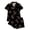 Black, variant on FASHOFT Button Up Pajamas For Women Set 2 Piece Bow Print Summer Cute Pjs Sets Lounge Matching Button Shirt with Shorts Sleepwear Black L