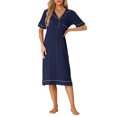 thumbnail image 2 of INSPIRE CHIC Womens Pajamas Collared Summer Button Up Short Sleeves Casual Lounge Nightgowns Blue XL, 2 of 5
