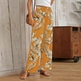 thumbnail image 3 of Mlqidk Beach Pants for Women Tropical Loose High Waisted Pant DrawstringWide-Leg Palazzo Pants Summer Bohemian Floral Print Trousers with Pockets Yellow L, 3 of 5