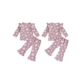 thumbnail image 3 of Aojekbee Baby Girl 2Pcs Fall Outfits Ruffle Long Sleeve Floral Print Tops + Flare Pants Set Toddler Clothes, 3 of 10