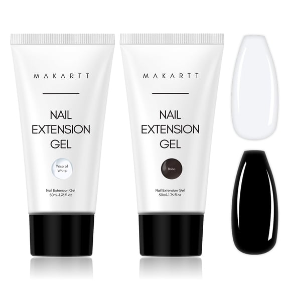 Set de gel de uñas Poly Makartt, 2 colores, 50 ml, transparente, blanco y negro