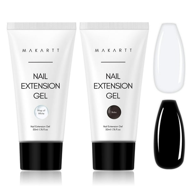 Set de gel de uñas Poly Makartt, 2 colores, 50 ml, transparente, blanco y negro