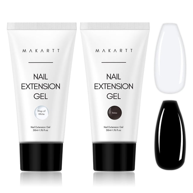 Set de gel de uñas Poly Makartt, 2 colores, 50 ml, transparente, blanco y negro