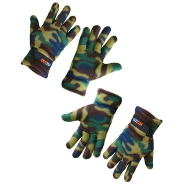 Unisex Fleece Lined Adjustable Warm Winter Gloves (Camouflage 2 Pairs)