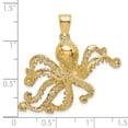 thumbnail image 3 of 14K Yellow Gold Casted Solid Textured Polished Finish Octopus Charm Pendant, 3 of 4