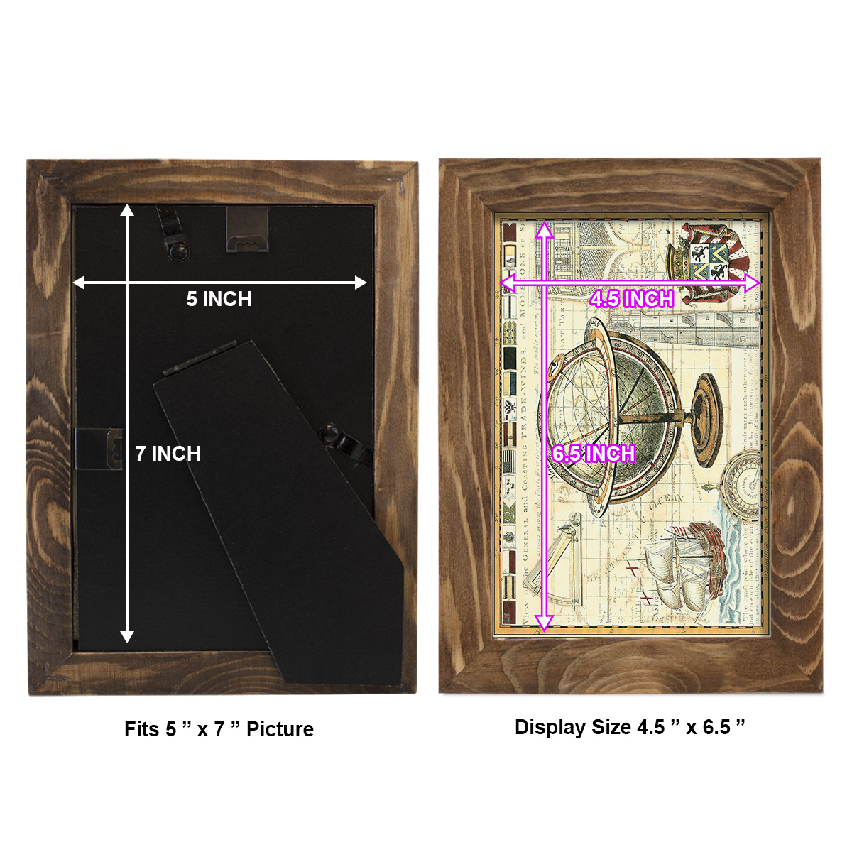 Nautical Map II -Framed Print w/glass-Walnut