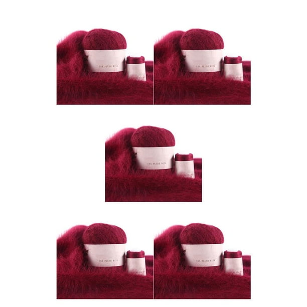Yuarrent Juego de ovillos de lana de 50g y 20g, Kit de hilo de ganchillo para tejer en invierno, suéter para bebé, suministros para tejer, accesorio de Vino rojo 5piezas Yuarrent CBP183670