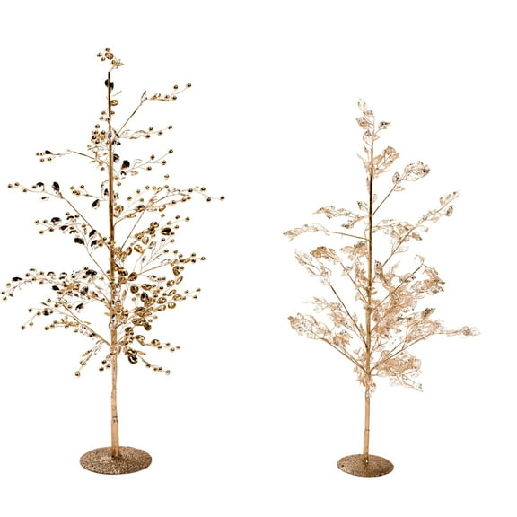 Pavilion Gift Company - Gold - 25" & 22" Decorative Gemmed Trees (Set of 2)