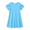 thumbnail image 4 of Shachafan Girls Summer Dresses Short Sleeve Casual Round Neck Straight Beach Dress With Ruffle Daily Use Dress for Girls, 4 of 4