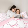thumbnail image 4 of Manfei Kawaii Bow Full Size Comforter Sets for Kids Girls, Pink Cute Bowknot Bedding Sets, Pink Reversible, 3 Pieces, 4 of 6