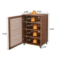 thumbnail image 3 of Wirrytor Media Storage Cabinet, 4-Tier Shelves Audio Video Record Stand Cabinet with Height Adjustable, Modern AV Cabinet with Doors and Pulley, Storage for Entertainment Stereo Component,Walnut, 3 of 8