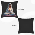 thumbnail image 6 of Set of 2 18x18in Throw Pillow Covers - Serene Meditative Design for Couch Bed Car - Tranquil White Robes & Glowing Light Pattern, 6 of 8