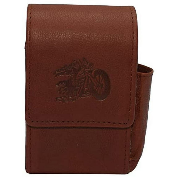 Cigarette Box Anti-Scratch Protective Storage Leather Case with Lighter Holder Biker Logo