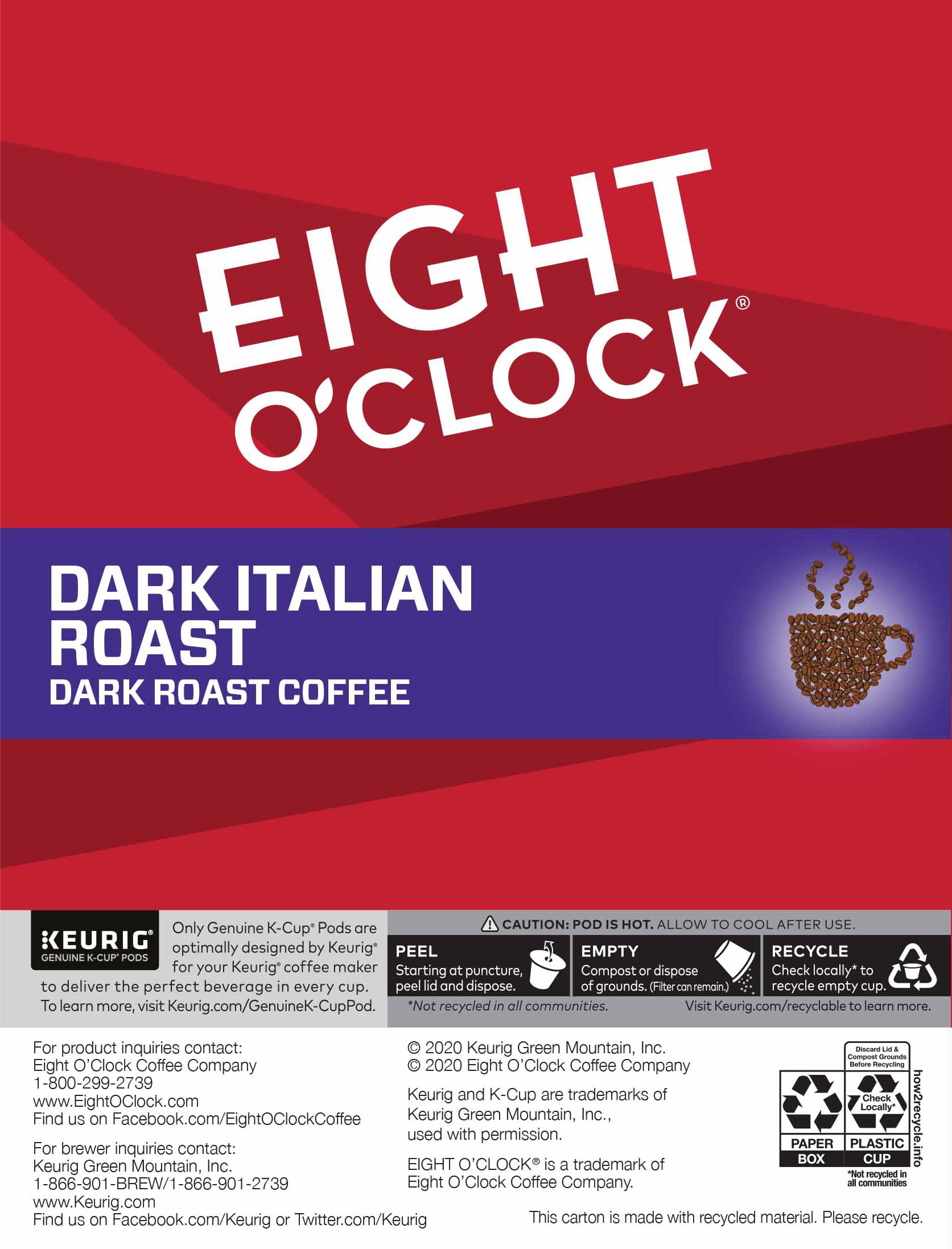 Eight O'Clock Dark Italian Dark Roast K-Cup Coffee Pods, 24 Ct.