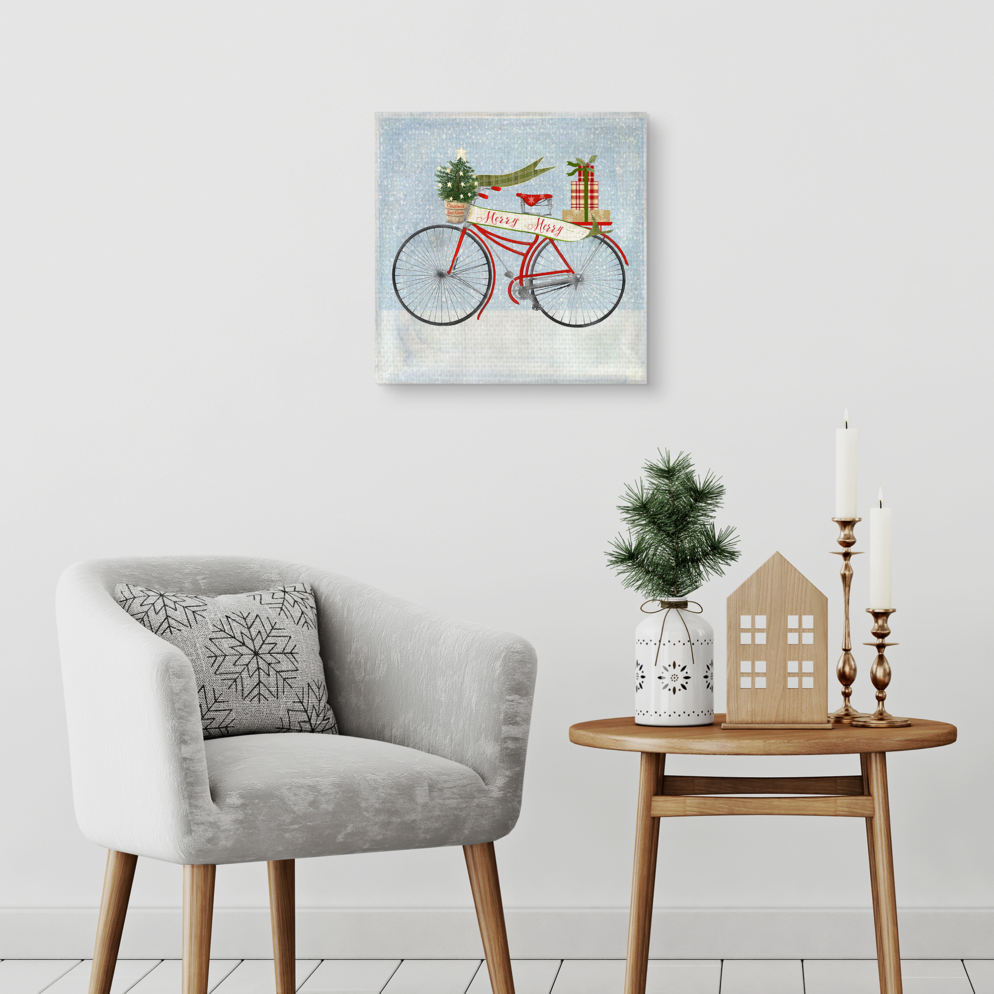 Free Shipping! Masterpiece Art Gallery Christmas Bicycle Canvas