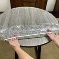 thumbnail image 2 of 65-180cm Waterproof Round Transparent Elastic Edged Table Cover PVC Simple Convient Kitchen Catering Protector Tablecloth (A), 2 of 7