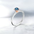 thumbnail image 4 of Gem Stone King 925 Sterling Silver Ring with 10K Rose Gold Prongs Persian Blue Moissanite and Lab Grown Diamond (0.68 Cttw, Size 7), 4 of 4