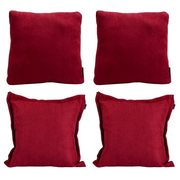 Set de 4 Cojines Decorativos (2 Cuadrados + 2 Cuadrados Grandes) Red Rojo