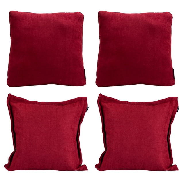 Set de 4 Cojines Decorativos (2 Cuadrados + 2 Cuadrados Grandes) Red Rojo