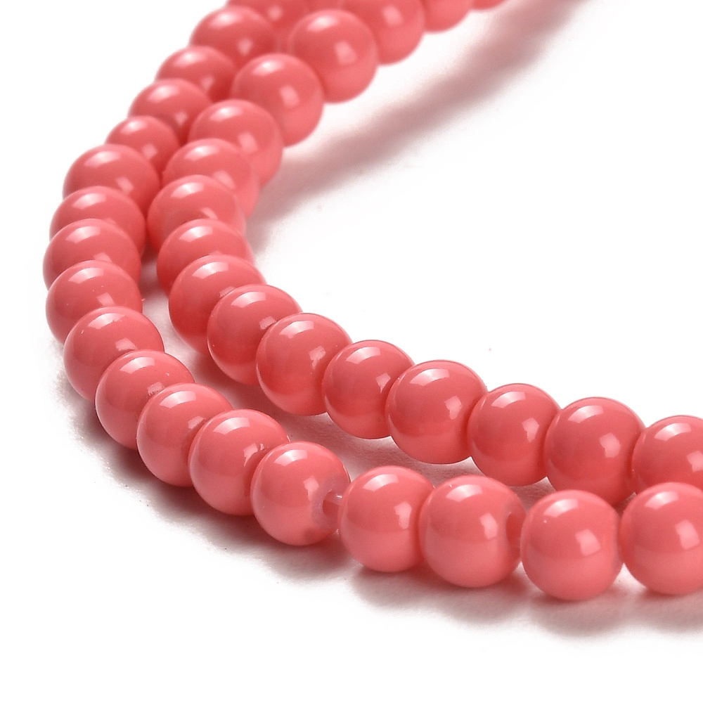 20 Strand Painted Glass Bead Strands Baking Paint Round Light Coral 4mm Hole: 1.1~1.3mm about 200pcs/strand 31.4 inchDIY