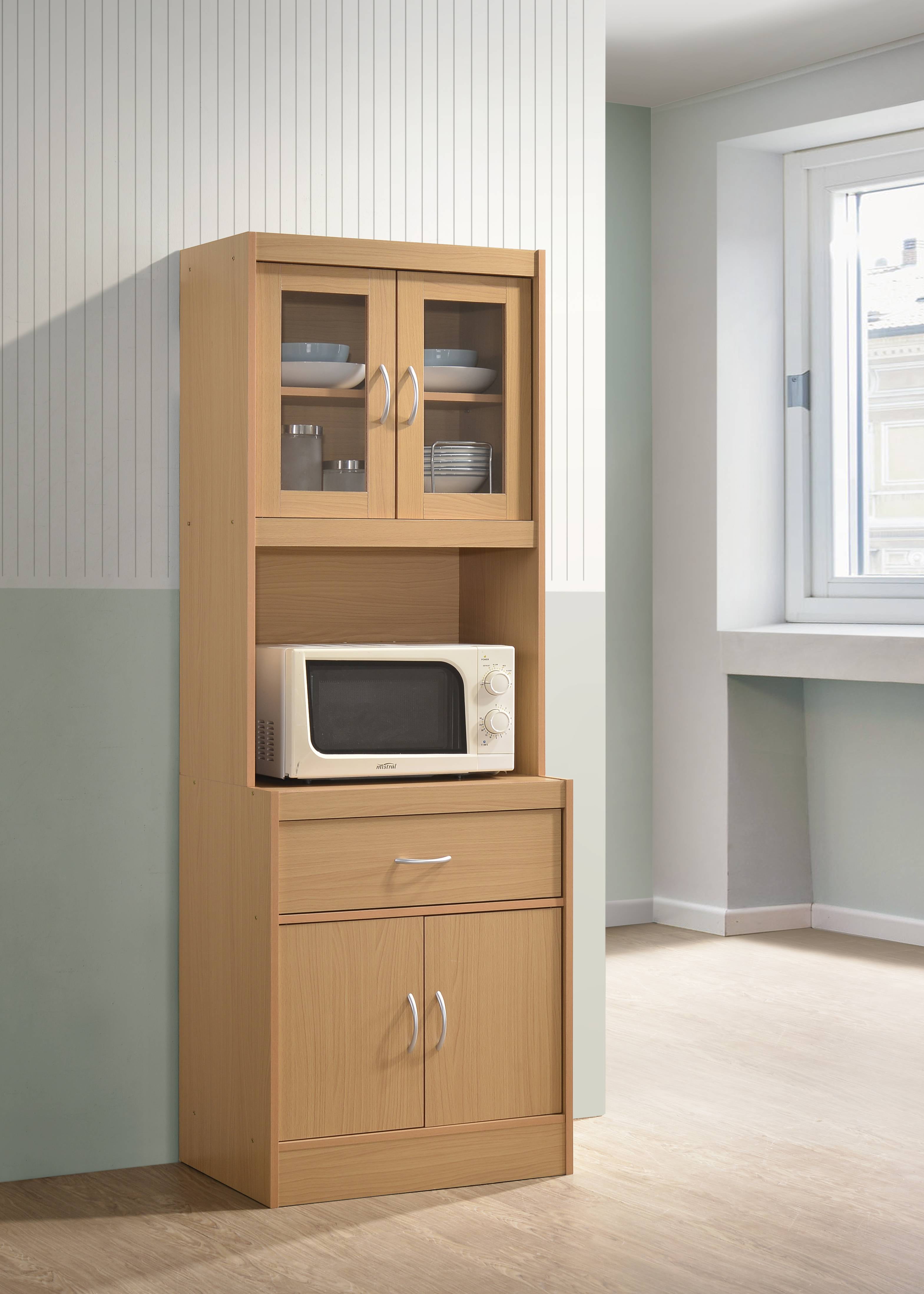 Hodedah Modern Kitchen Cabinet Beech Walmart Com Walmart Com